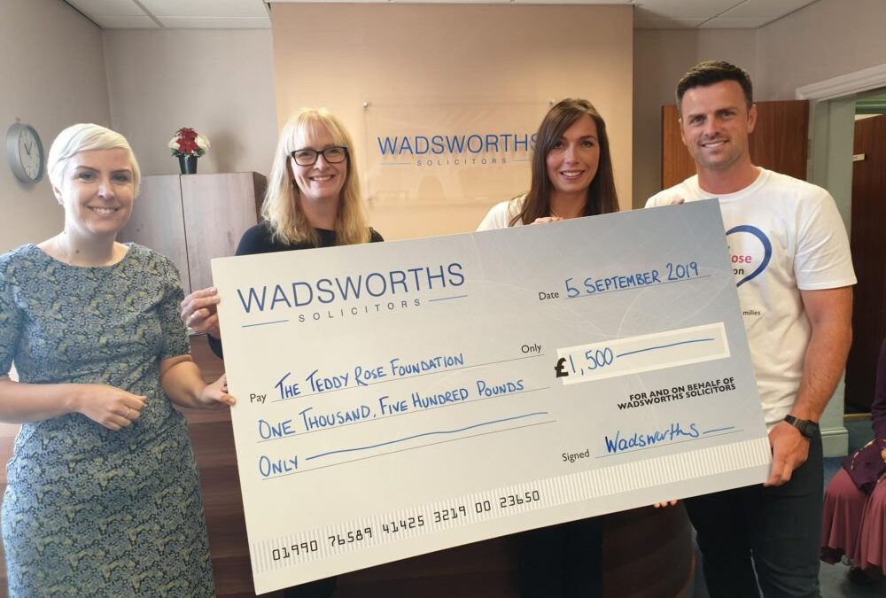Wadsworths support TeddyRose with cash donation
